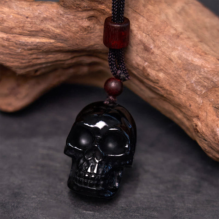 Kette Obsidian Totenkopf Kraft Stärke