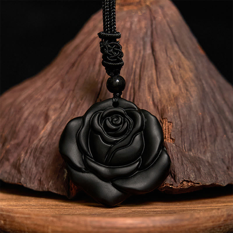 Kette Obsidian Rose Stein Holz