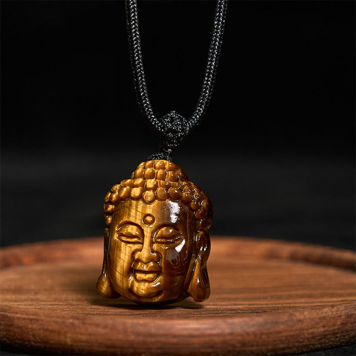 Anhänger Kette Buddha Kopf Chakra Tigerauge