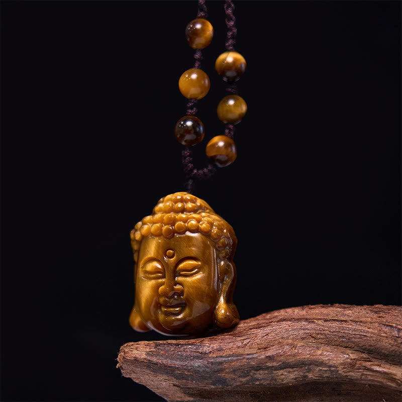 Anhänger Kette Buddha Tigerauge Schutz Energie