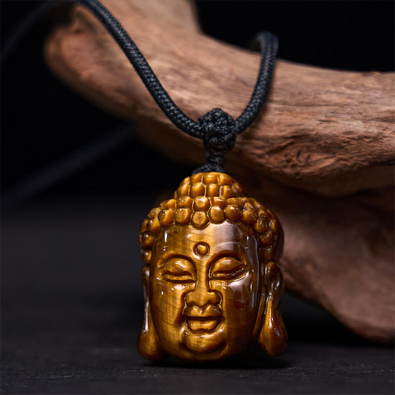 Anhänger Buddha Kopf Tigerauge Schutz Kette