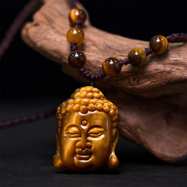 Buddha Pendant Tigerauge Mut Chakra Kette