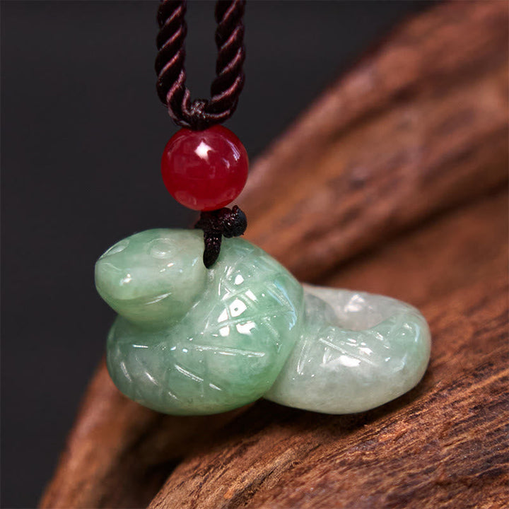 Kette Grüne Jade Schlange Natur Anhänger
