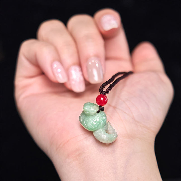 Kette Jade Schlange Anhänger Hand Glück