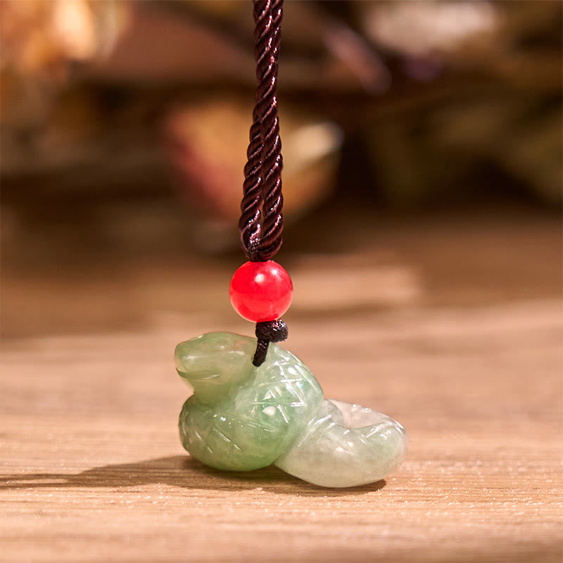 Jade Schlange Kette Natur Holz Anhänger