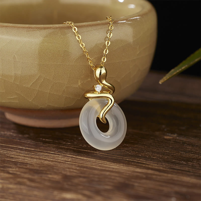 Kette Chalcedon Goldkette Schlange Anhänger