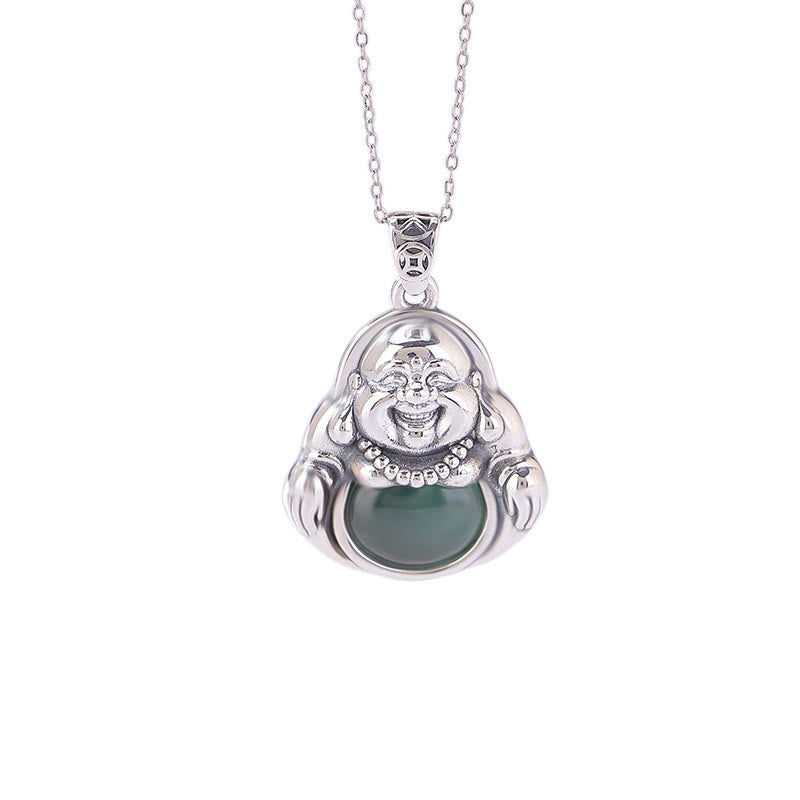 Anhänger Kette Lachender Buddha Jade Grün – Wohlstand Glück