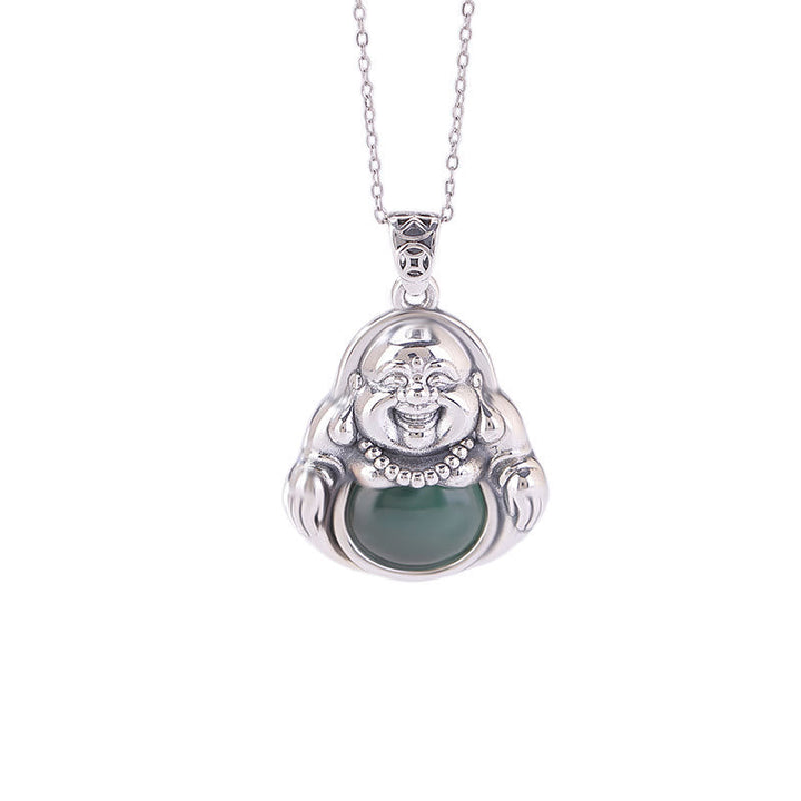 Anhänger Kette Lachender Buddha Jade Grün – Wohlstand Glück