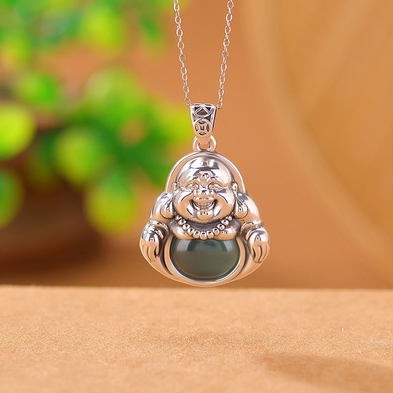 Anhänger Kette Lachender Buddha Jade – Wohlstand Glück
