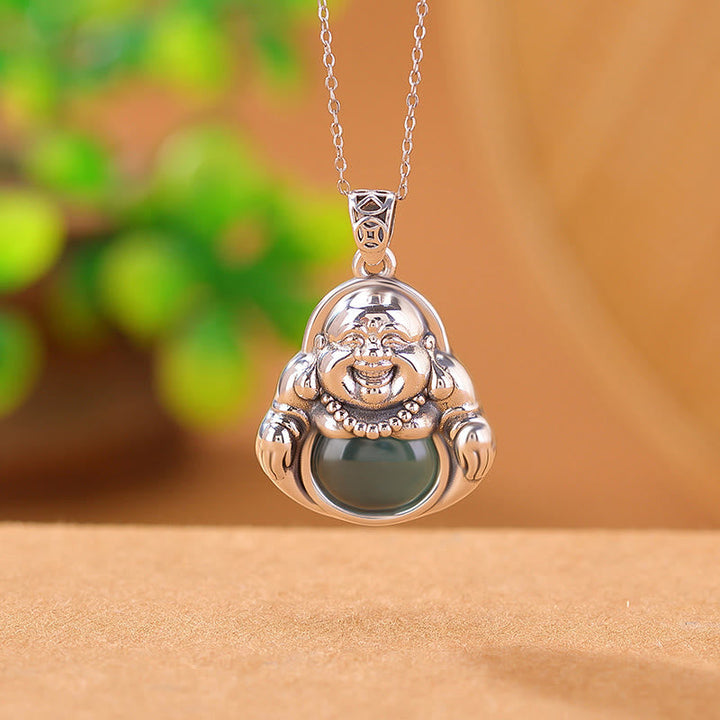 Anhänger Kette Lachender Buddha Jade – Wohlstand Glück