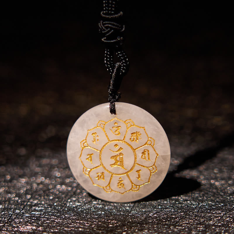 Anhänger Kette Kristall Heilstein Weiß Buddha
