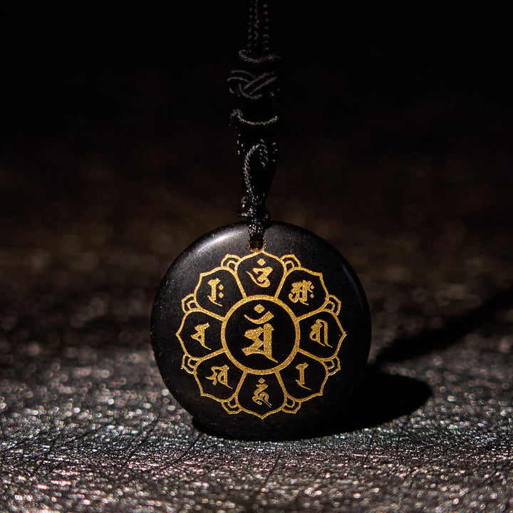 Anhänger Kette Obsidian Heilstein Schutzstein Amulett