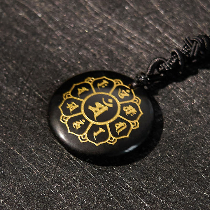 Anhänger Kette Obsidian Schutzstein Heilstein Schwarz