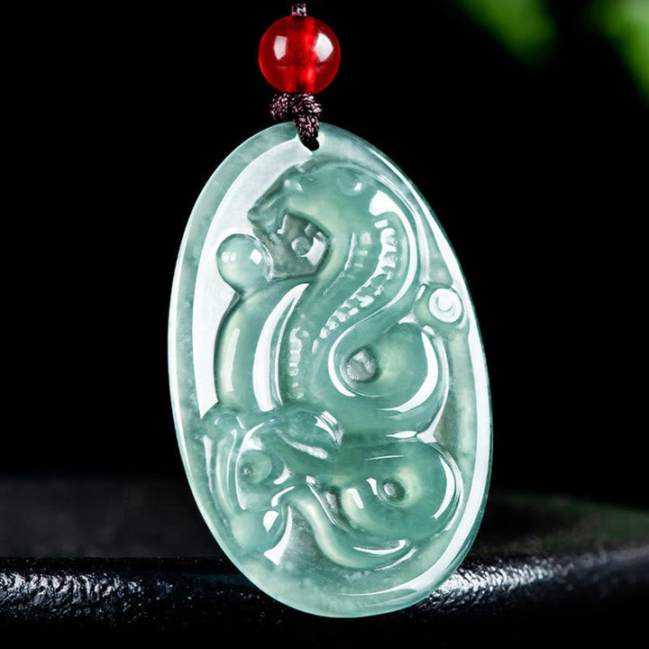 Jade Anhänger Kette Schlange Glück Natur
