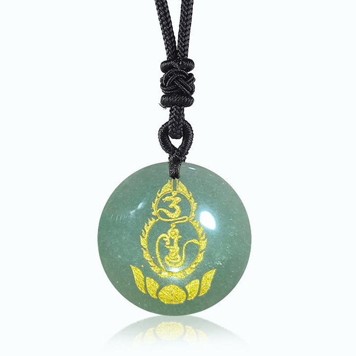 Grüne Jade Kette Anhänger schwarzes Seil Lotus Symbol