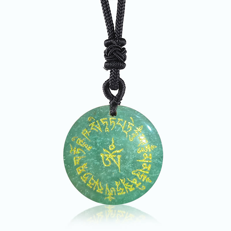 Kette Anhänger Tibetischer Obsidian Mantra grüner Naturstein hängend