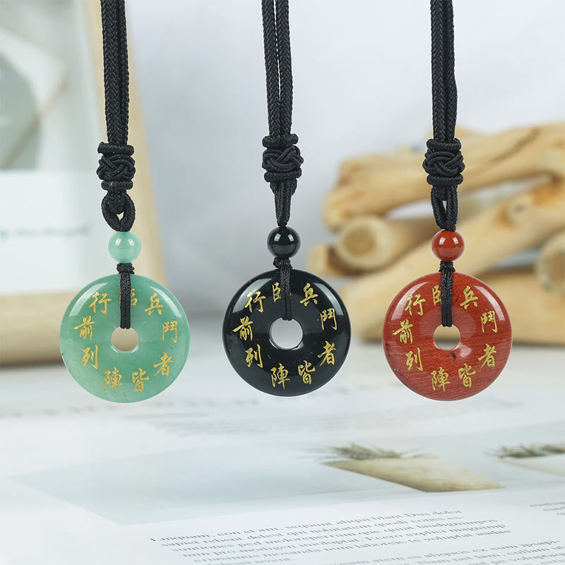 Anhänger Kette Obsidian Jade grüne Tara schwarze rote Steine mit Schrift