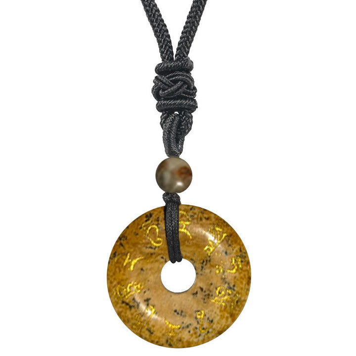 Goldener Tibetischer Obsidian Anhänger Kette mit schwarzer Schnur