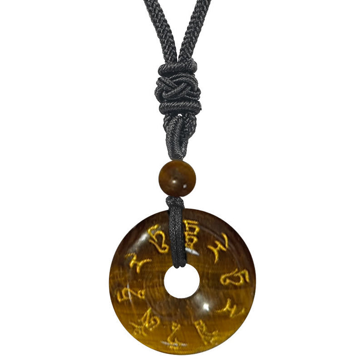 Tibetischer Obsidian Anhänger Kette schwarzer Naturstein mit Schrift