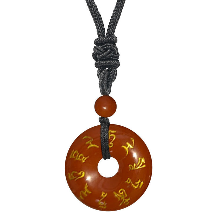 Tibetischer Obsidian Anhänger Kette heilige Symbole schwarze Schnur