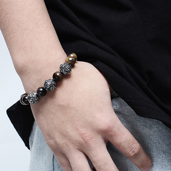 Kette Tigerauge Obsidian – Schutz & Mut