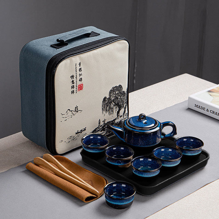 Teekanne Mit Tasse 1 Teekanne+6 Tassen+Tablett+Tasche