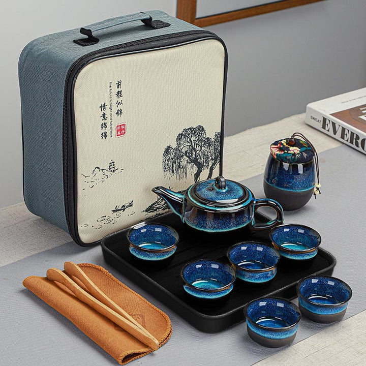 Teekanne Mit Tasse 1 Teekanne+6 Tassen+1 Dose+Tablett+Tasche