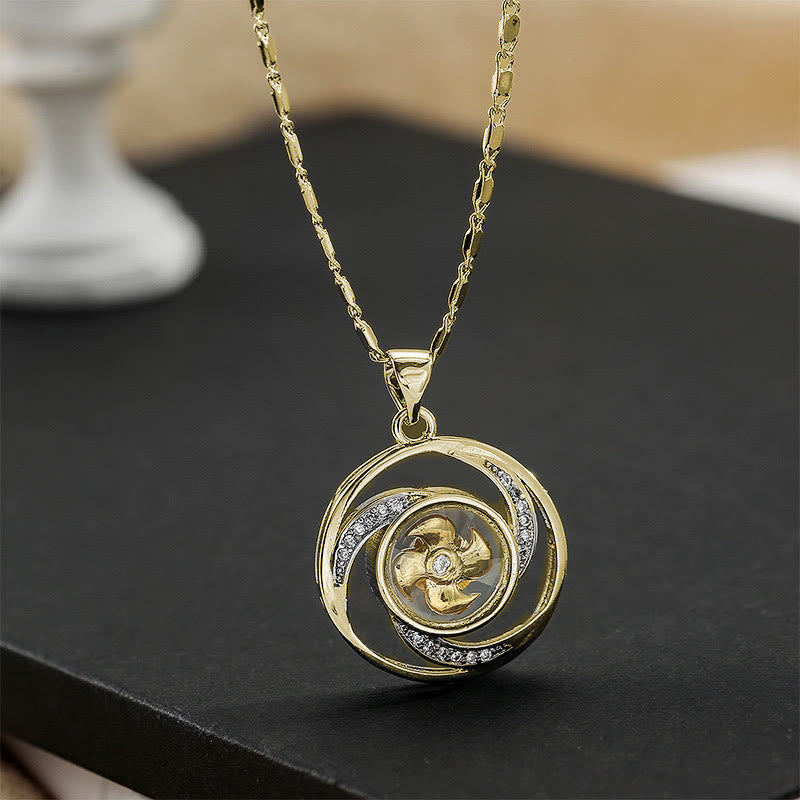 Goldene Drehbare Spiralen Kette mit funkelndem Kristall Anhänger