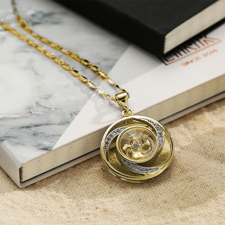 Goldene Kette Windmühle Anhänger drehbar Glück eleganter Schmuck