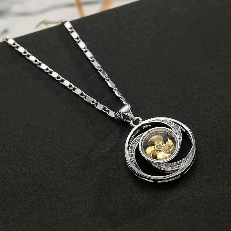 Silberkette mit drehbarer Windmühle Glück Anhänger Halskette Schmuck