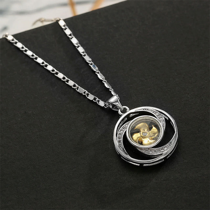 Silberkette mit drehbarer Windmühle Glück Anhänger Halskette Schmuck
