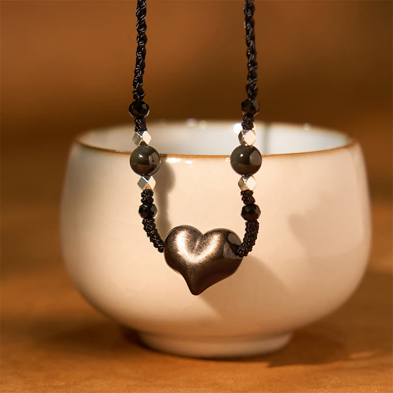 Anhänger Herz Obsidian Kette Natur Schutz