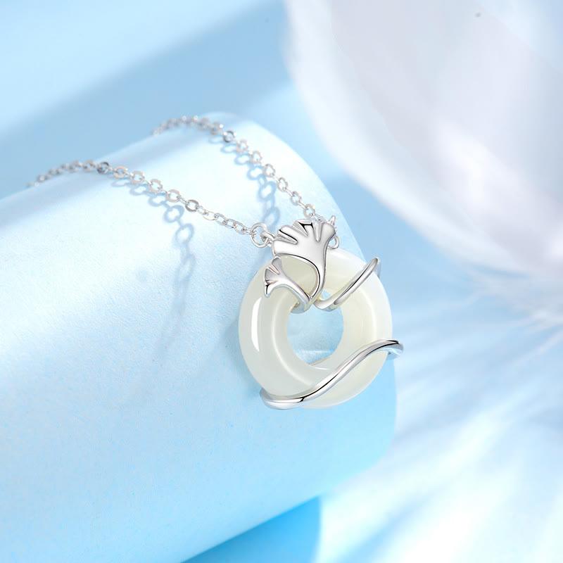 Hetian Jade Ginkgoblatt Kette Anhänger weißer Naturstein – Frieden