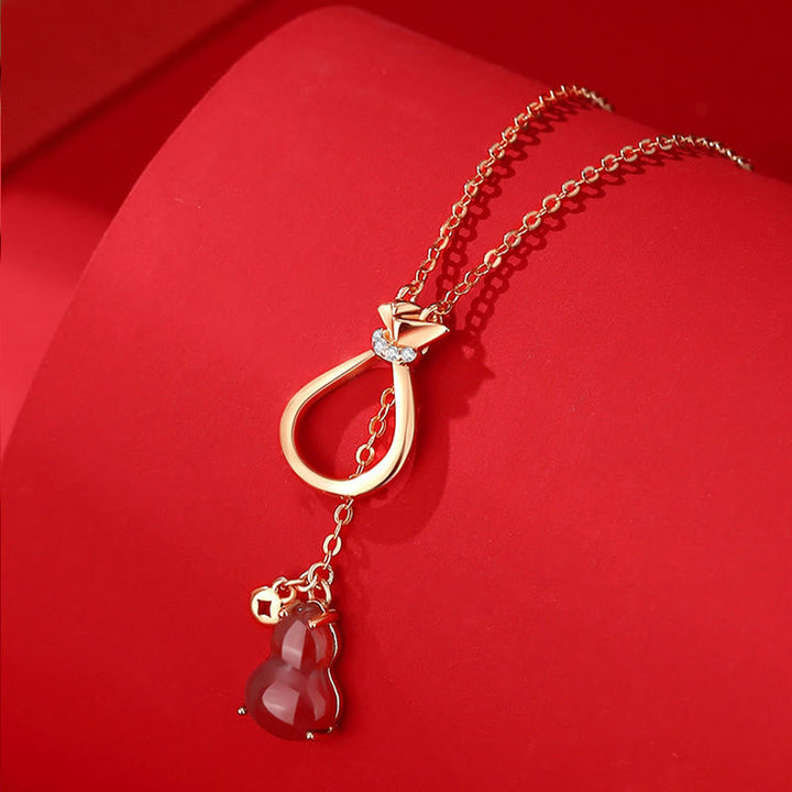 Roter Achat Kürbis Kette goldene Edelstein Halskette Anhänger