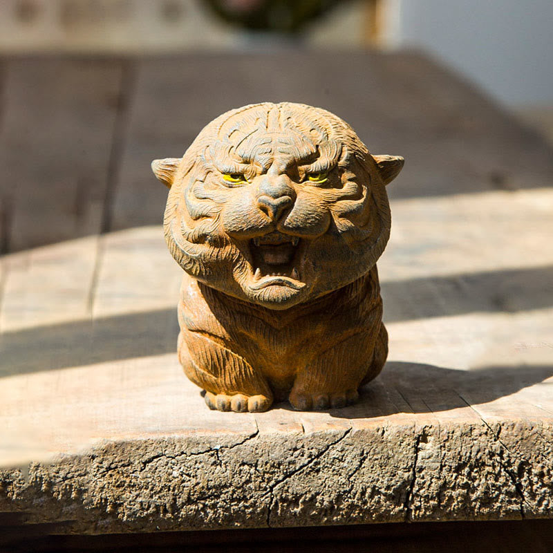 Figur Tiger Brüllend Eisenpulver Deko Rostoptik