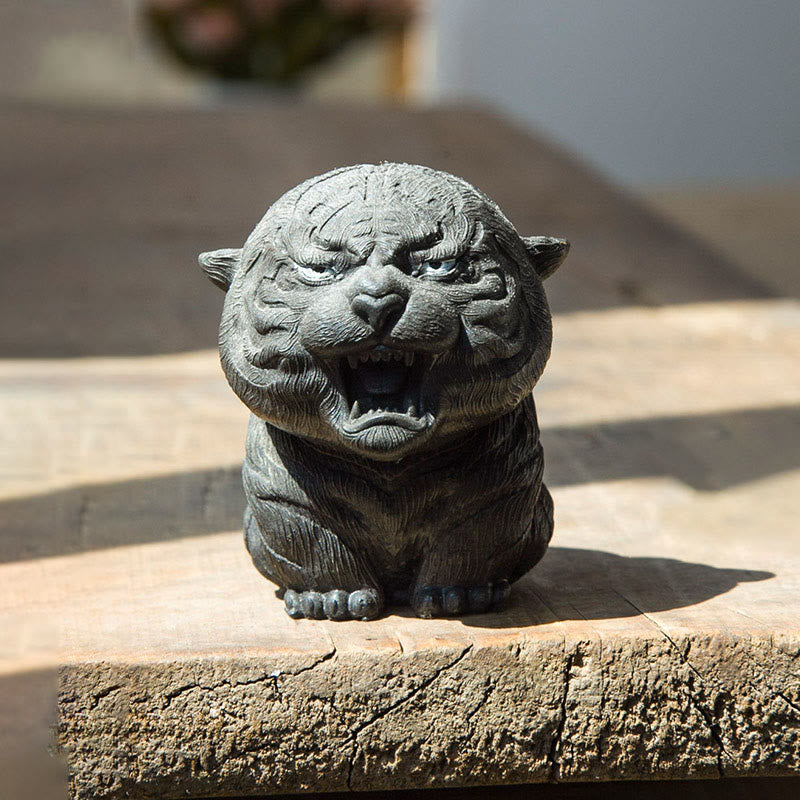 Figur Tiger Brüllend Eisenpulver Deko Schwarz