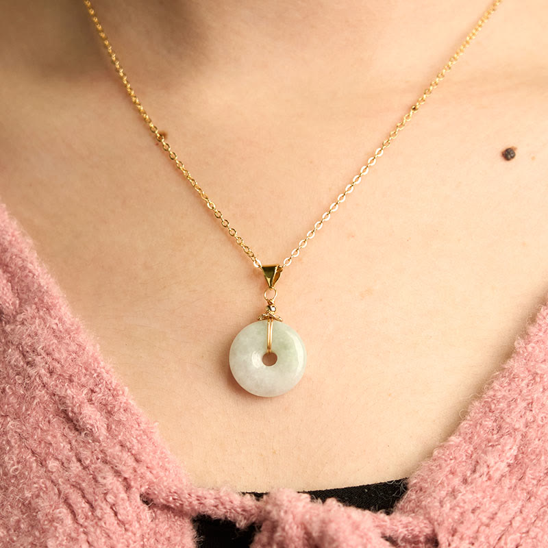 Jade Halskette, Friedensschnalle, Gold, Harmonie, Glück