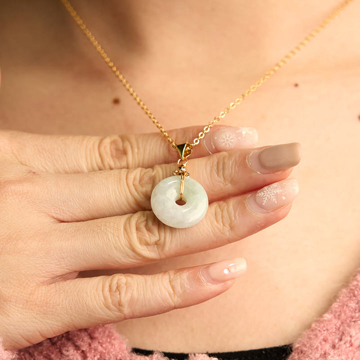 Jade Anhänger, Friedensschnalle, Gold, Harmonie, Glück