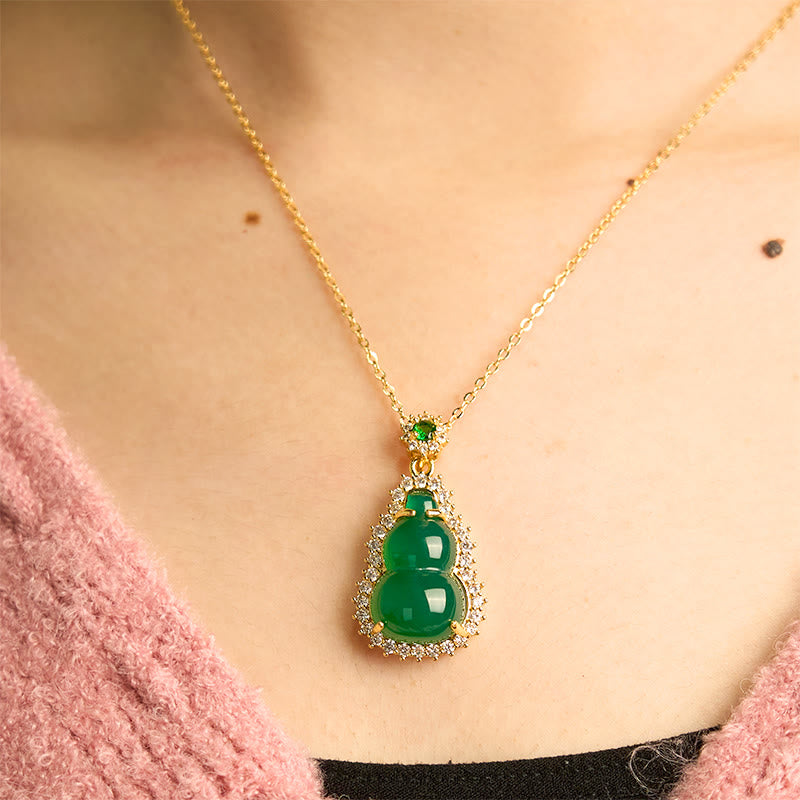 Anhänger Kette Jade Kürbis Elegant Grün