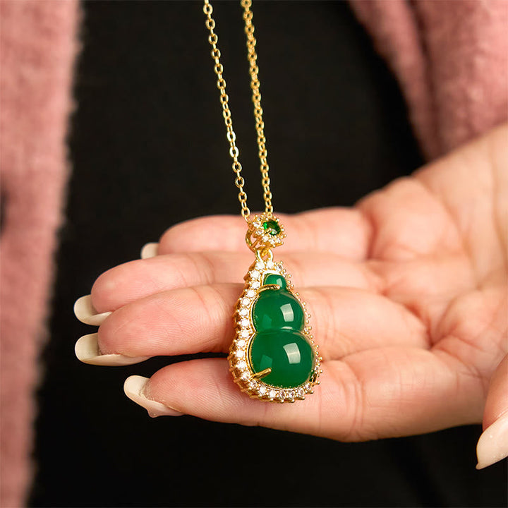 Anhänger Kette Jade Kürbis Hand Tragen