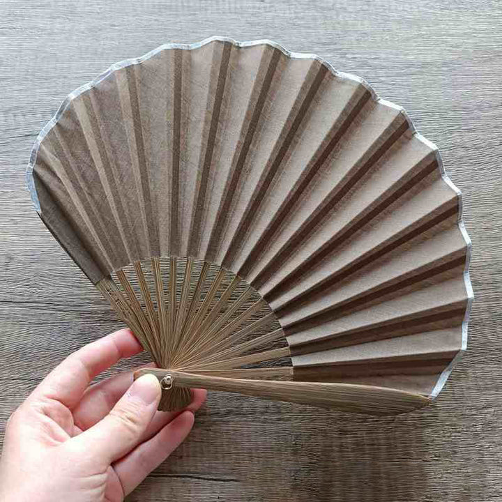 Handfächer Faltbar Bambus Muschelform Retro Sattelbraun