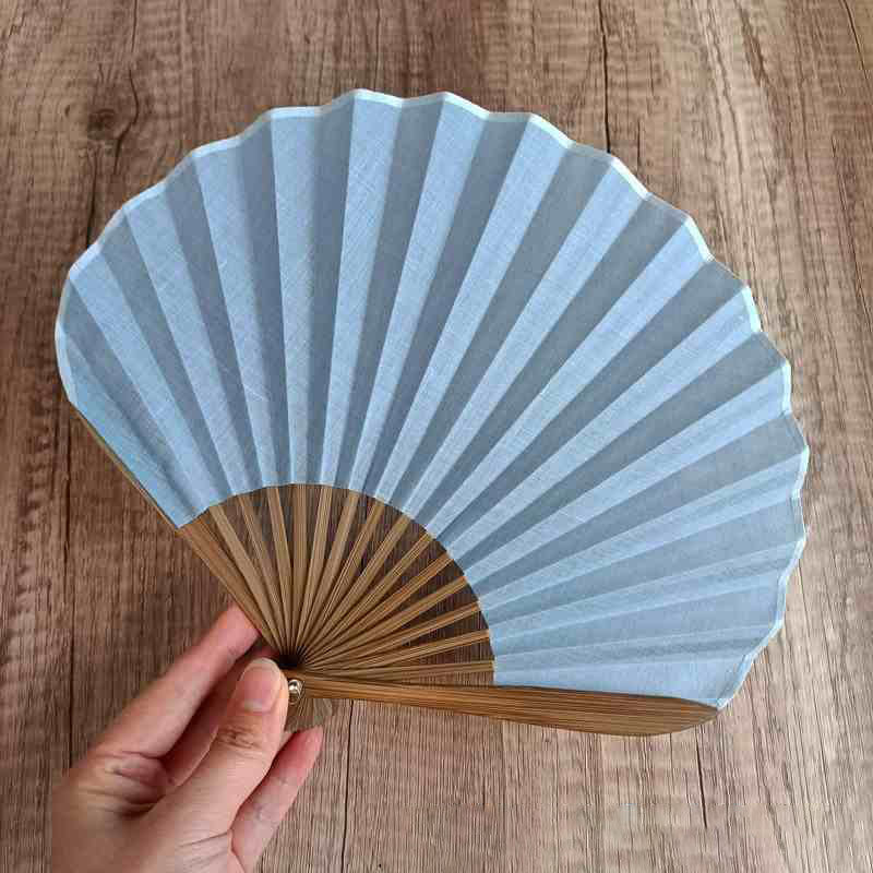 Handfächer Faltbar Bambus Muschelform Retro Hellhimmelblau