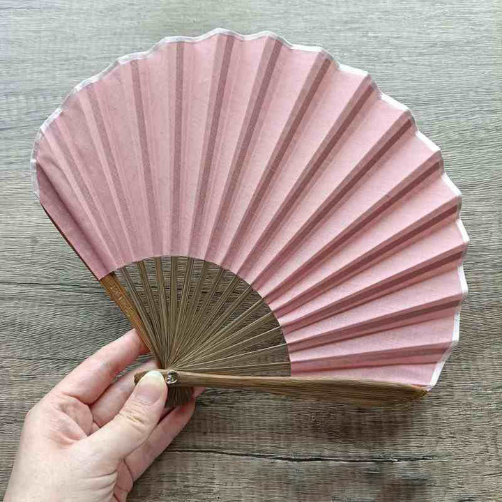 Handfächer Faltbar Bambus Muschelform Retro Rosa
