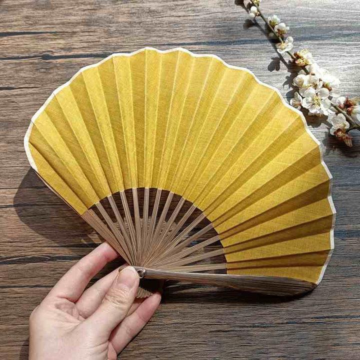 Handfächer Faltbar Bambus Muschelform Retro Gold