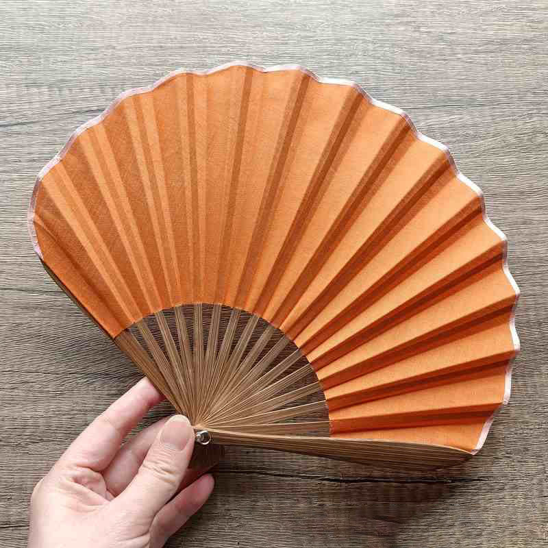 Handfächer Faltbar Bambus Muschelform Retro Dunkelorange
