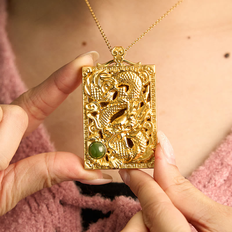 Anhänger Drachen Jade Gold Charm Schmuckstück