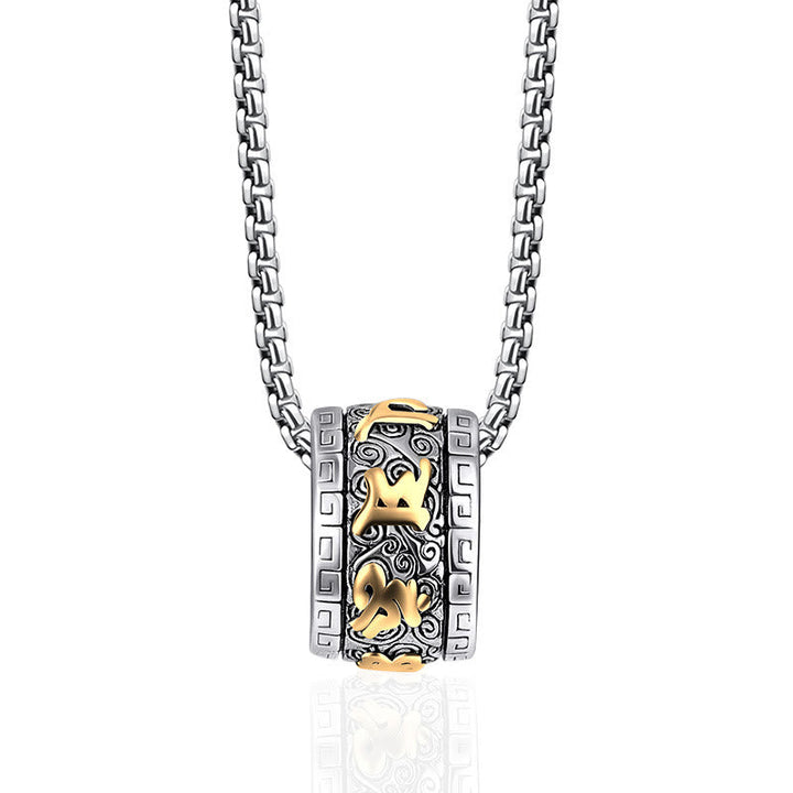 Titanstahl Kette Anhänger Flammenmotiv Silber Gold Vergoldung elegant