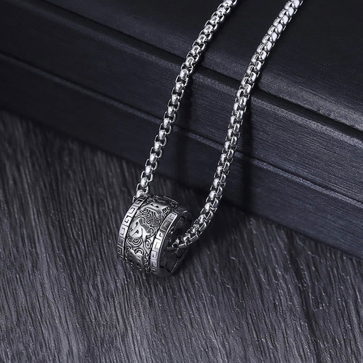 Silberne Vintage Kette Anhänger Tibetischer Titanstahl Halskette Schmuck