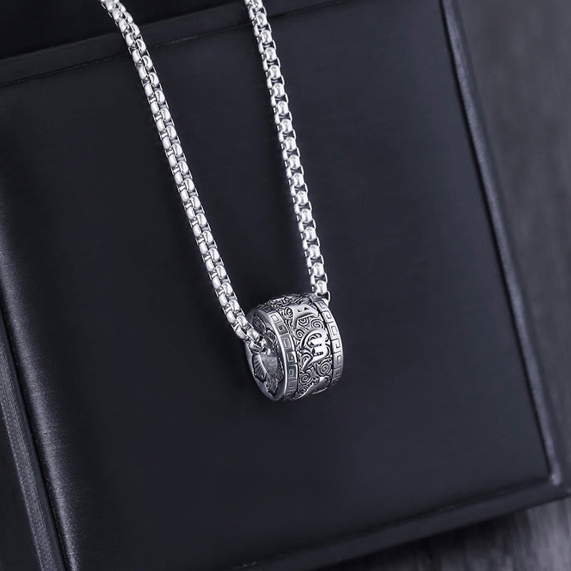Silberne Kette Anhänger Tibetischer Titanstahl mit Ornament Design