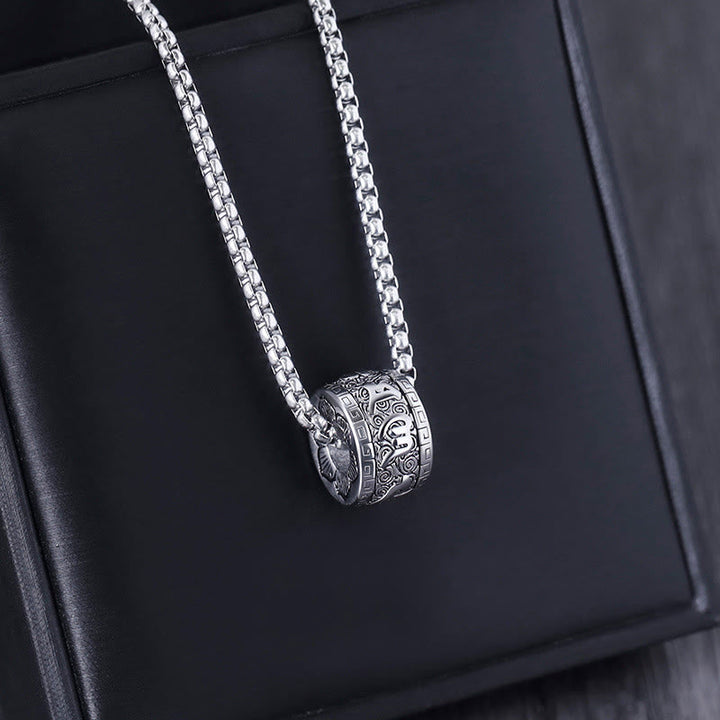 Silberne Kette Anhänger Tibetischer Titanstahl mit Ornament Design